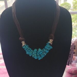 Turquoise and Brown Beaded Necklace